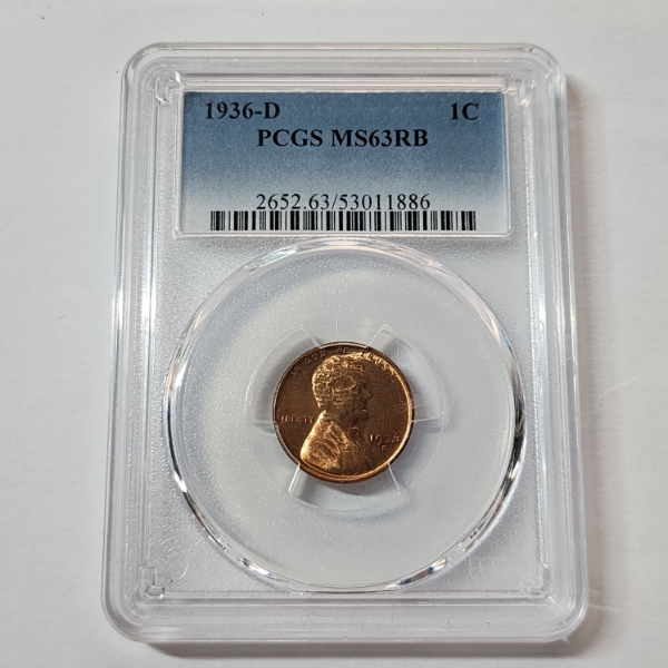 PCGS Graded MS63RB United States 1936-D Lincoln Wheat Cent