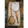 Image 4 : Fantastic Vintage Hand Mirror Set In Original Box, Sheer Black Scarf, And New Velvet Travel Jewelry 