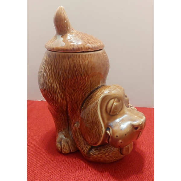 Vintage 1970s McCoy Pottery Thinking Dog Puppy Cookie Jar #0272 Made In USA