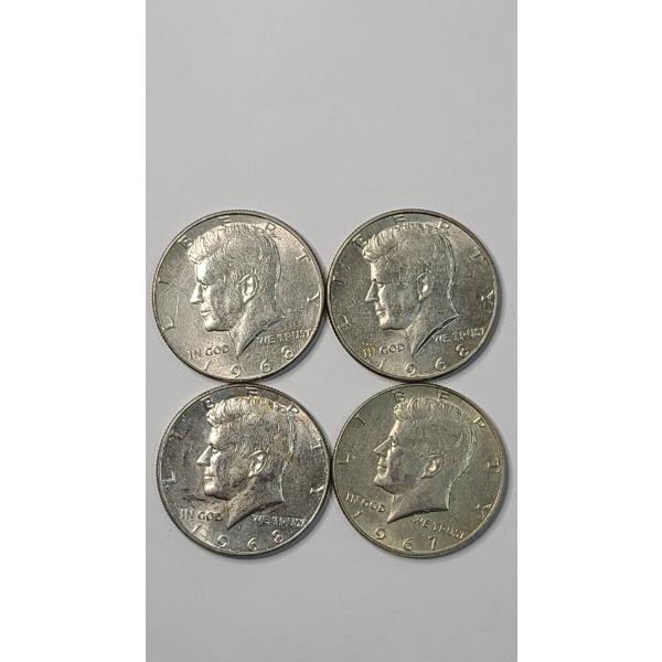 (4) Assorted Years/Mint Marks United States 40% Silver Kennedy Half Dollars - Face Value: $2.00