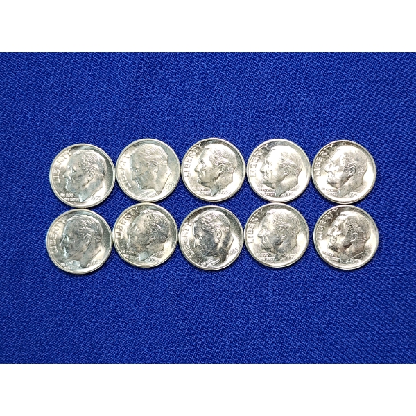 x10 Brilliant Uncirculated Roosevelt Dimes - 90% Silver - FV: $1.00