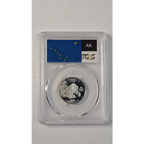 PCGS 2008-S PR70 DCAM 90% Silver Alaska State Quarter