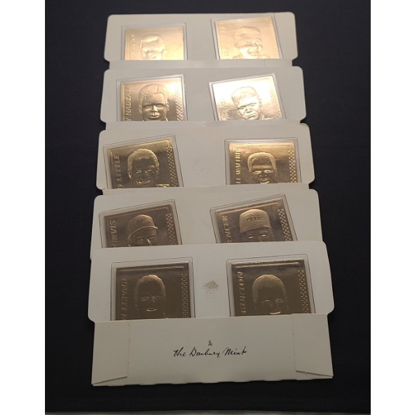 (10) 22KT Gold Foil Nascar Stock Car Racing Trading Cards From The Danbury Mint