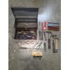 Image 1 : Gray Metal Tool Box With Tray. Includes Great Collection Of Useful Tools, Including Wrenches, Pliers