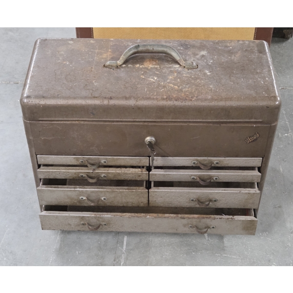 Vintage Metal Locking 19''x14''x9'' Tool Chest With Drawers -No Shipping Available