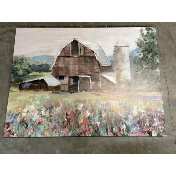 Barn Canvas Photo with Flower Field - 30x40" 