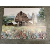 Image 1 : Barn Canvas Photo with Flower Field - 30x40" 