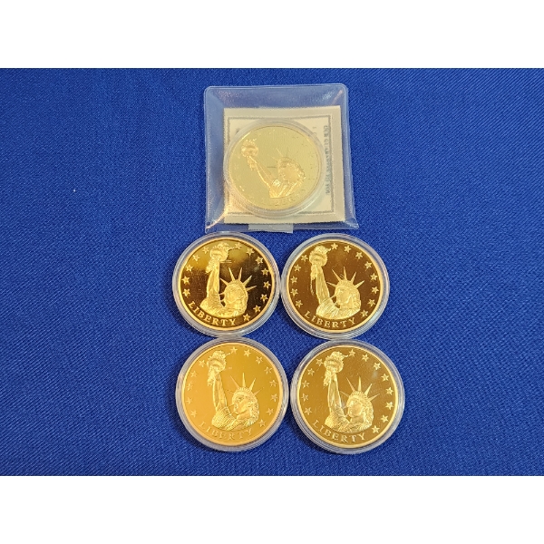 x5 History of America Liberty Commemorative Gold-Tone Coins 