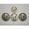 Image 1 : $0.85 in 90% Silver U.S. Coins - Three Standing Liberty Quarters & A Mercury Dime