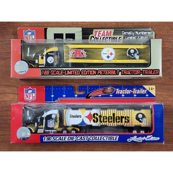Officially Licensed NFL 1:80 Scale Pittsburgh Steelers Limited Edition Truck & Trailer Toys In Box