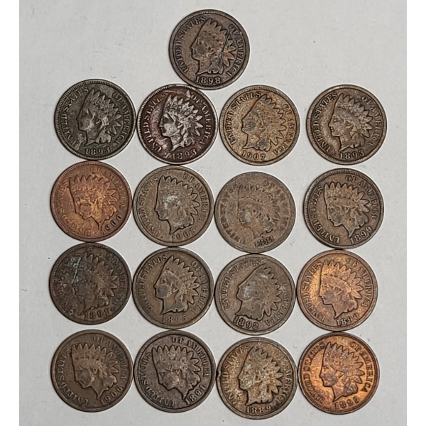 Assorted Years U.S Indian Head Cents - Face Value: $0.17