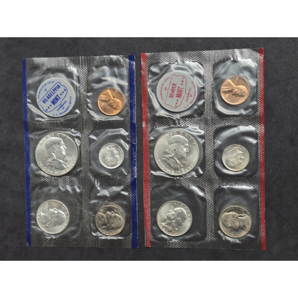 U.S. 90% SILVER COINS - RARE 1961 P & D  FRANKLIN UNC SET IN US MINT SEALED PKG  $1.70 FACE VALUE