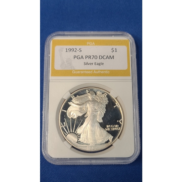 1992-S PGA PR70 DCAM 1 Oz Silver American Eagle