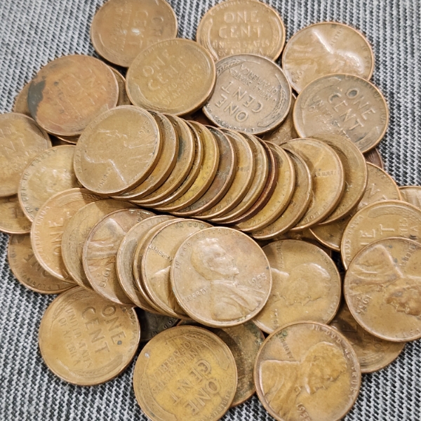 Large Assortment of 1955 P & D Mint United States Pennies ~ Face Value $0.50