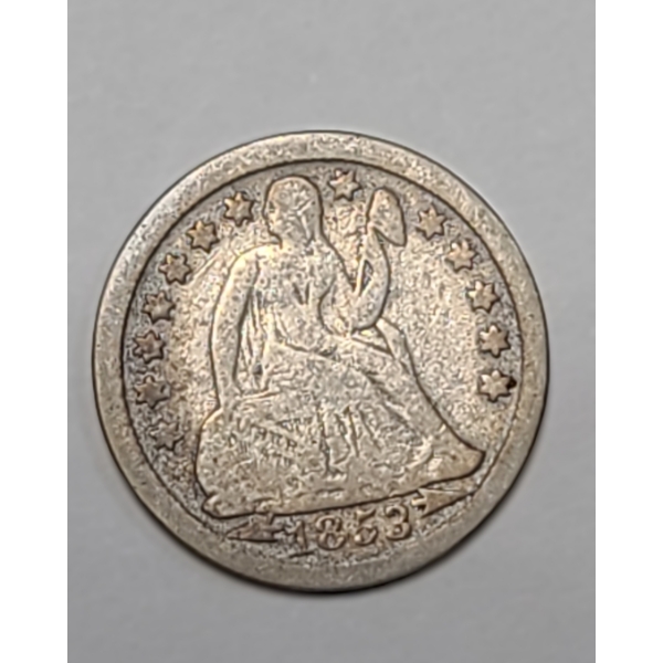 1853-P U.S Seated Liberty 90% Silver Dime (With Arrows) 