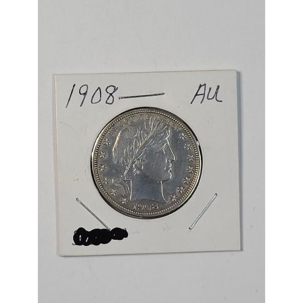 Beautiful United States 1908 Barber 90% Silver Half Dollar - AU CONDITION