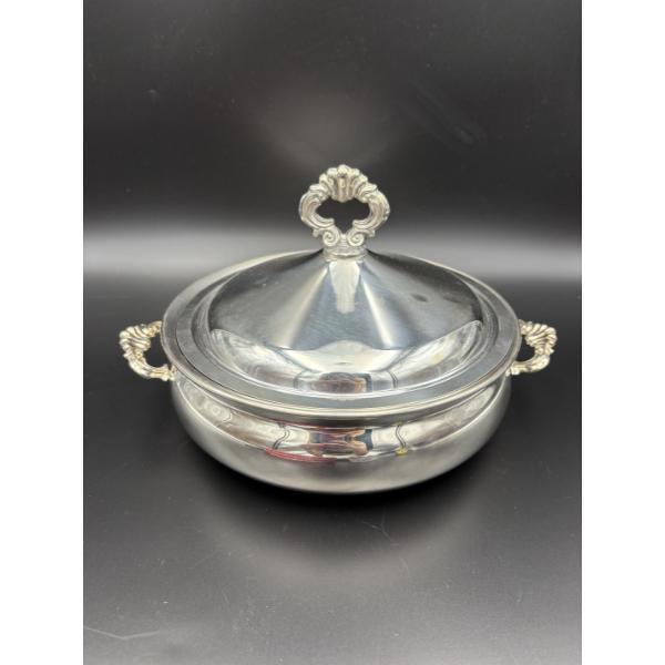 Silver-plated casserole dish with lid & Scroll Handles - F.B Rogers Silver Co. - 2.2 lbs (1.0 kg)