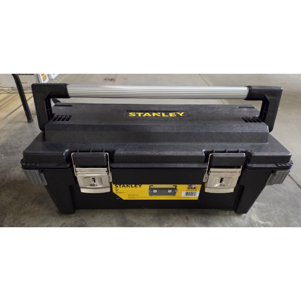  Brand New Rugged Plastic Stanley 26'' Toolbox With Removable Tray Insert & Lockable Closures 