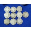 Image 2 : x10 Assorted Years 90% Silver Barber Dimes FV: $1.00