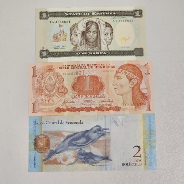 Three Legal Tender Banknotes From Eritrea, Honduras, And Venezuela