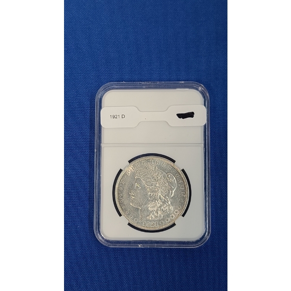 1921-D 90% Silver Morgan Dollar In Slab
