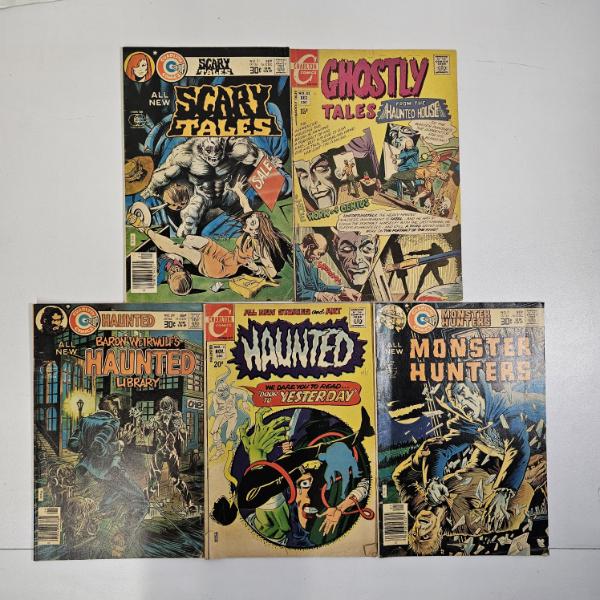A Collection Of Five Vintage Charlton Horror Comic Books