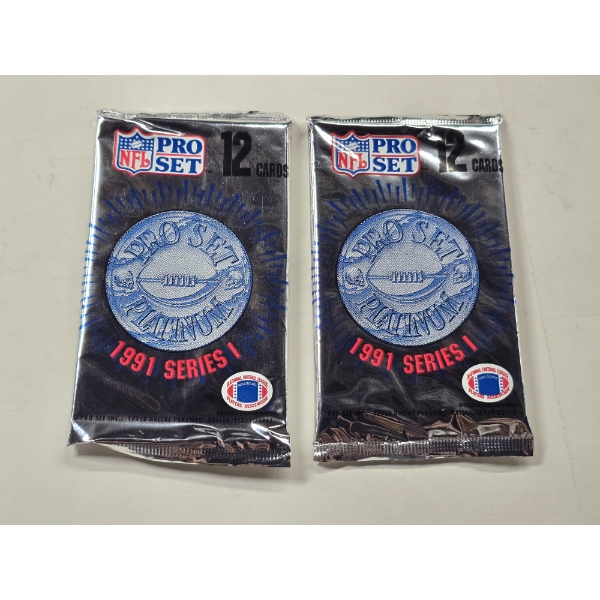 2 - 1991 PRO SET Platinum Series 1 NFL Football Cards - Unopened - 24 Cards Total