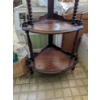 Image 1 : Pretty Wood Corner Shelf, Tiffany Style Candle Lamp, Basket Of Mostly Pig Figurines
