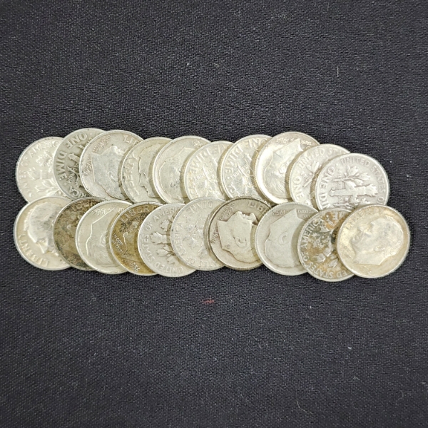 Twenty Assorted 90% Silver United States Dimes ~ $2.00 Face Value