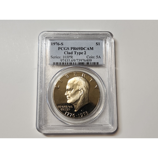 1976-S Eisenhower Dollar Clad Type 2 Graded PR 69 DCAM by PCGS