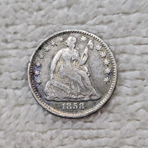 1858 90% Silver Seated Liberty Half-Dime FV: $.05