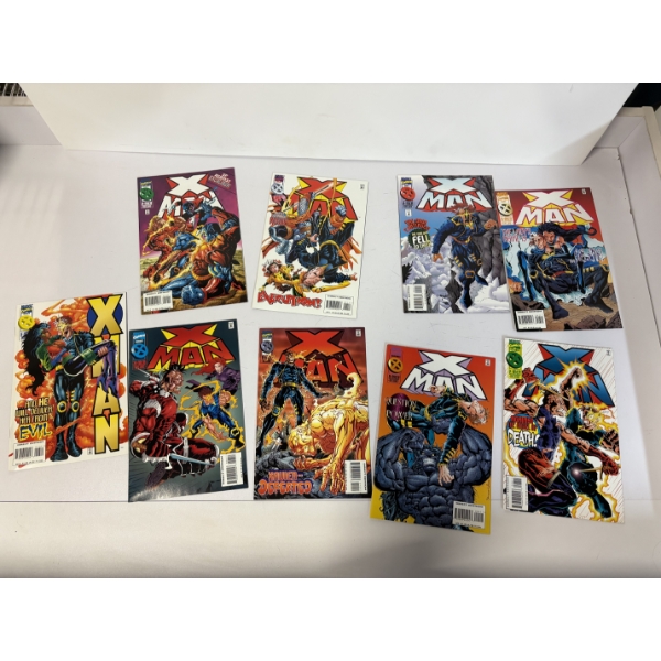 XMAN Comics - Set of 9 Comic Books - Marvel Comics - Xaviar Defeated - Question of Power