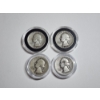 Image 1 : (4) Silver Washington Quarters in Capsules: (3) 1937 & 1940 Face Value: $1.00