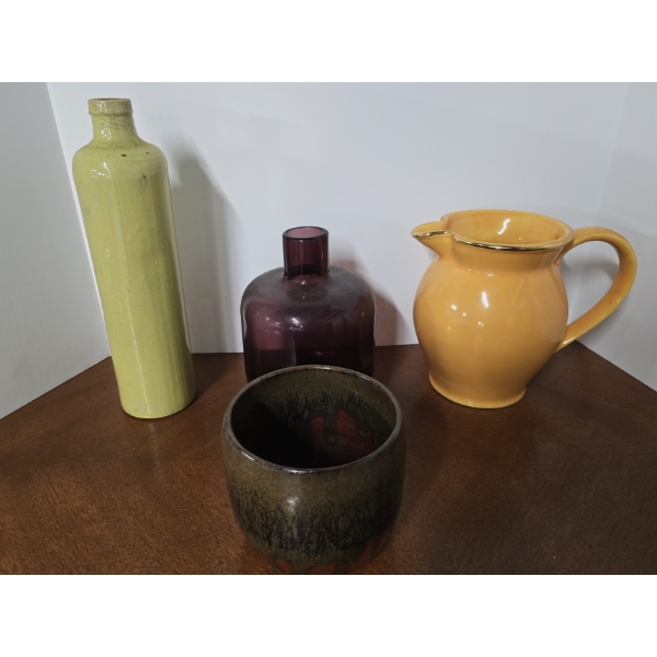 (4) Ceramic/Glass Containers - Not Food Safe - Tallest 11.5"