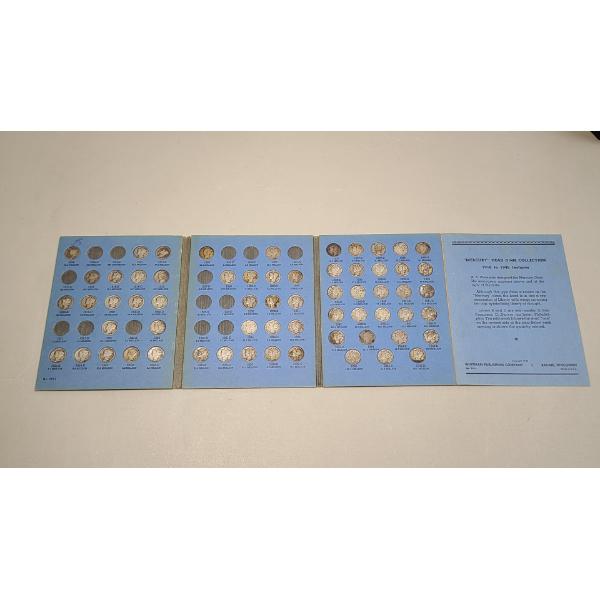 Assorted United States 90% Silver Mercury Dimes In Whitman Coin Collection Book - Face Value: $6.30