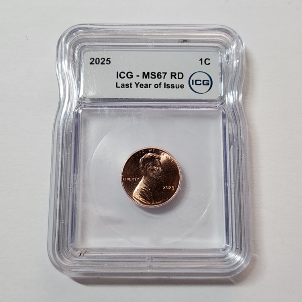 ICG Graded MS67 RD United States Last Year of Issue 2025 Lincoln Cent 