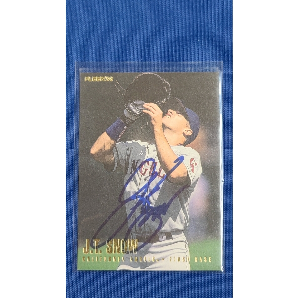 1996 Fleer J.T Snow California Angels #59 Autographed Baseball Card 