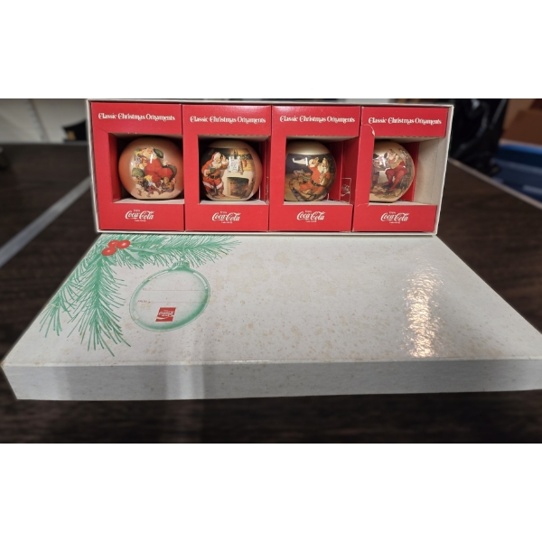 4 Vintage 1960s Coca Cola Christmas Ornaments