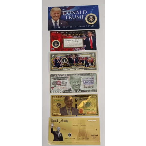Collectible Colorized $2 Note Featuring President Donald Trump & Other Novelty Notes