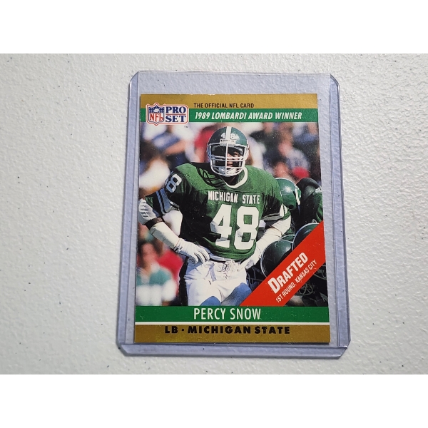 1990 Pro Set #21 Percy Snow Rookie Card Michigan State Spartans