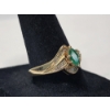 Image 3 : Gorgeous Vintage-Style 14K Yellow Gold Ring With Emerald Centerstone and Diamonds Size 9 - TW: 4.8g