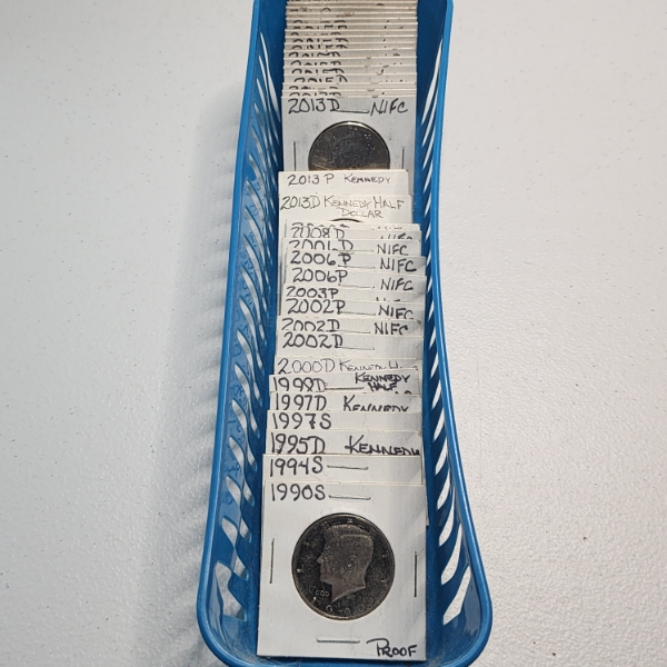 Lot of 34 Assorted Years Kennedy Half Dollars - Face Value: $17.00
