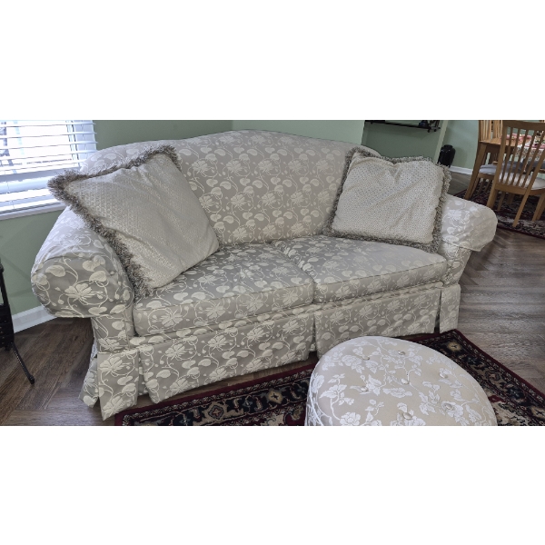 PICKUP IN NORTHFIELD - Beautiful Condition Sofa / Couch With Hasseck - 84" Sofa / 24" Hasseck