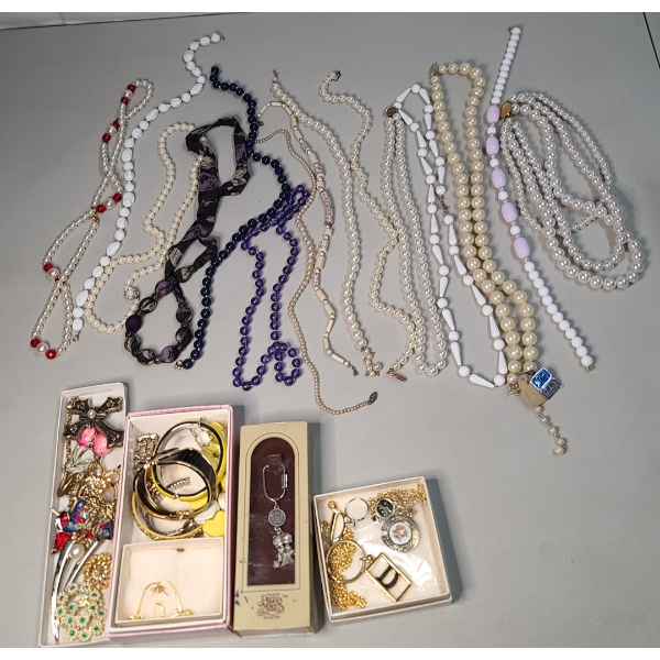 Lot Of Assorted Costume Jewelry Including Necklaces, Brooches & More