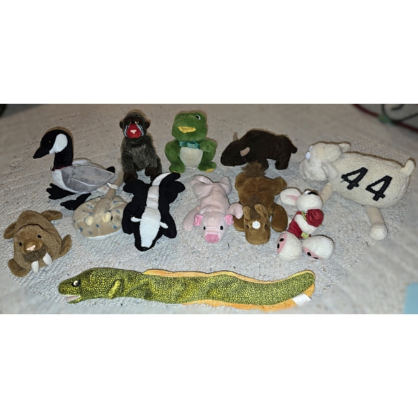 12 Stuffed Animals incl Stingray, Monkey, Walrus and More
