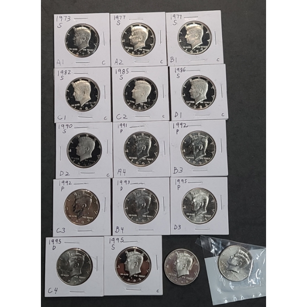Assorted Years/Mint Marks Kennedy Half Dollars - Face Value: $8.00
