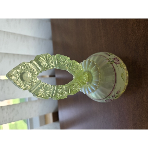 PICKUP IN CANTON - Fantastic 3.5'' x 7'' Fenton Uranium Glass Perfume Bottle 