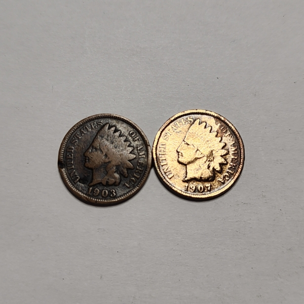 Two United States Indian Head Cents: 1903 and 1907