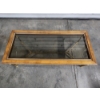 Image 2 : Wood Frame Metal Base Glass Top Coffee Table - 54" x 24" x 16" - Excellent Condition