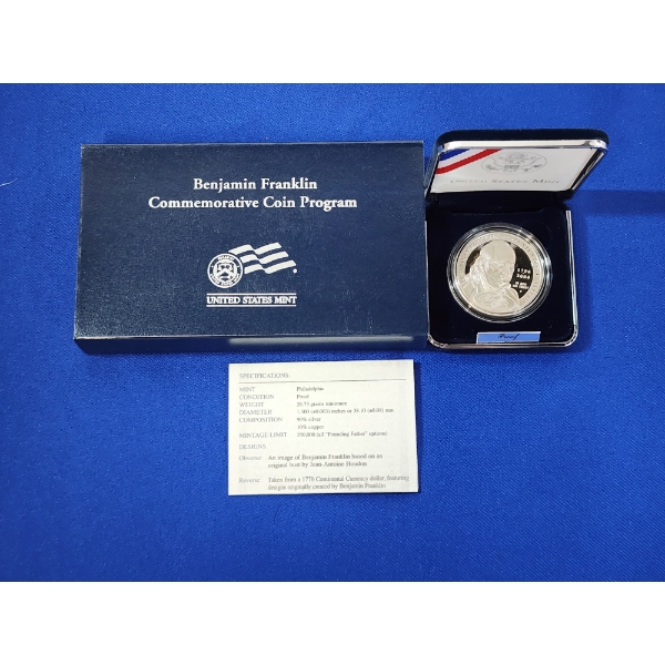 2006 Benjamin Franklin "Found Fathers" Proof 90% Silver Dollar 